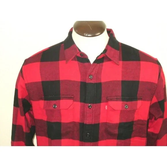 Levi's Men's Checked Jackson button up Work Shirt Red Black Classic Plaid NWT - Picture 2 of 6